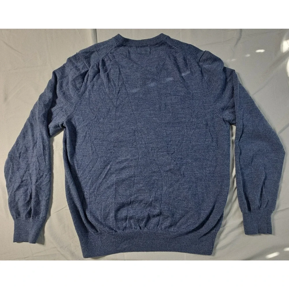 Brooks Brothers Mens 100% Extra Fine Merino Wool V Neck Sweater Size Large